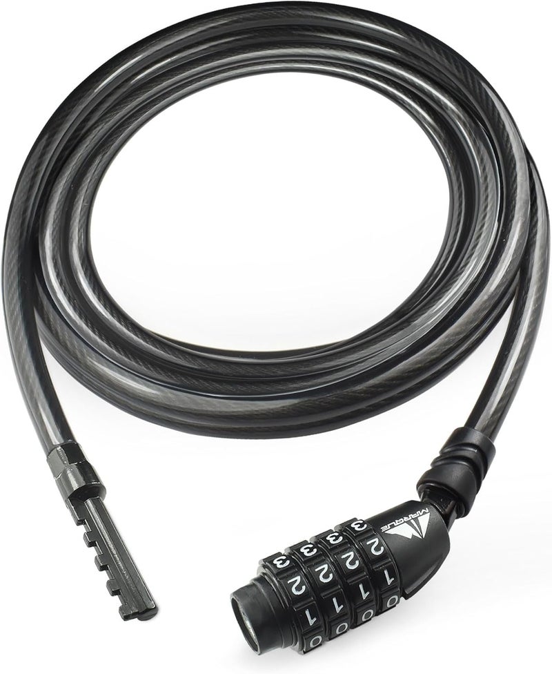 MARQUE Straight Combination Bike Lock Cable - 3/8 inch (5FT, 10FT, 15FT, 25FT) Resettable Combination Lock, Anti-Theft Security Cable for Bicycles, Kayaks, Paddle Boards, Gates&Outdoor Gear (15 FT) - Image 1
